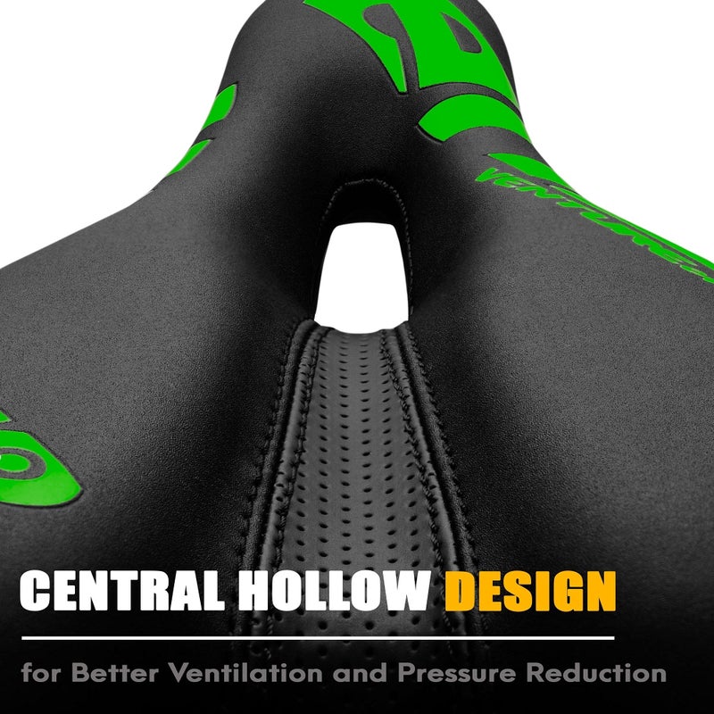 Venzo Comfortable Bike Bicycle Saddle Seat - for MTB, Road, Exercise, Trekking, Folding, Hybrid & Cruiser Bikes - XC Saddle Seat - Green - Image 3